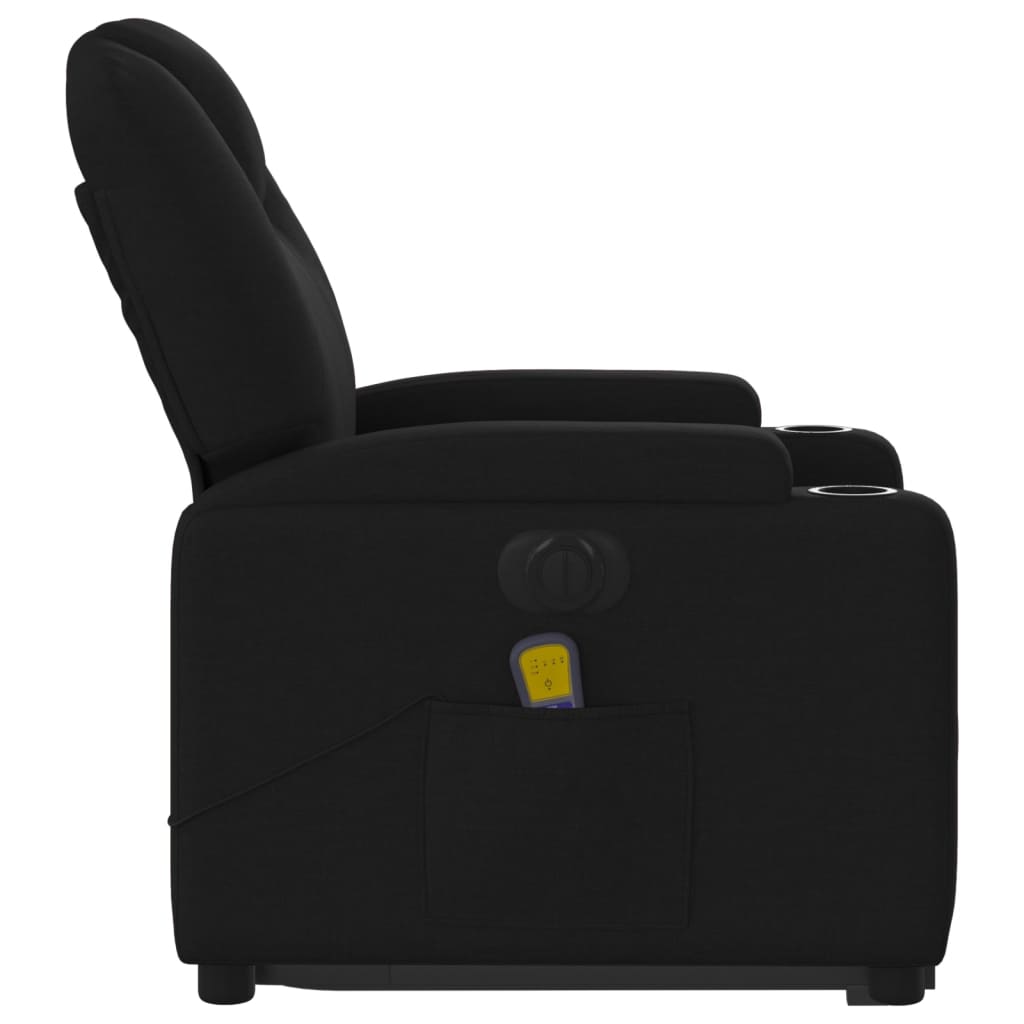 Fotoliu electric de masaj rabatabil cu ridicare, negru, textil