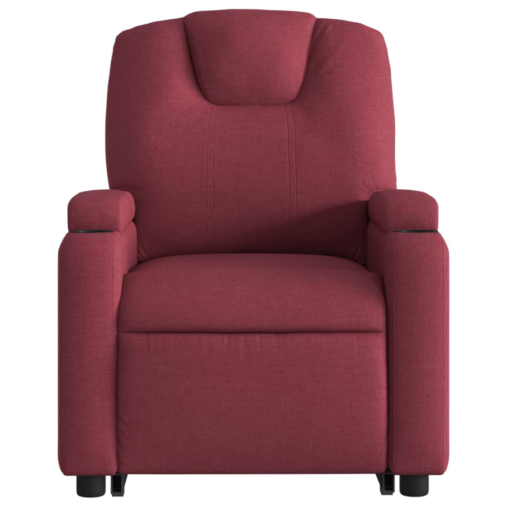 Fotoliu de masaj electric rabatabil cu ridicare roșu vin textil