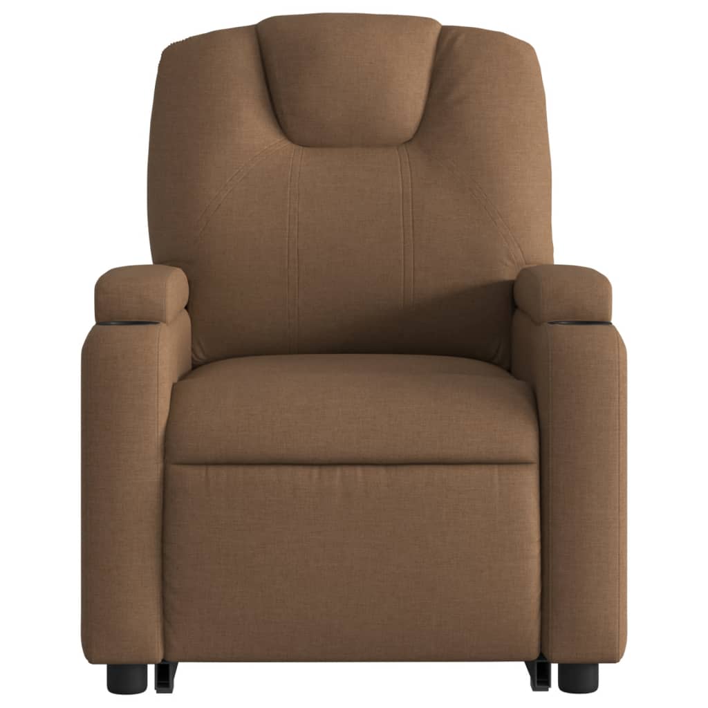 Fotoliu electric de masaj rabatabil cu ridicare, maro, textil