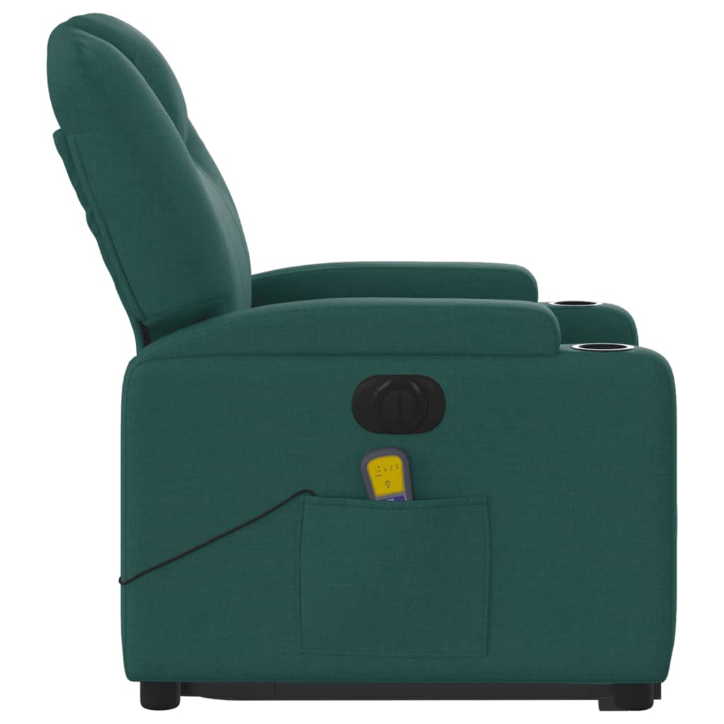 Fotoliu electric masaj rabatabil / ridicare verde închis textil