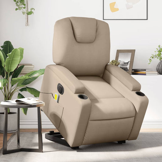 Fotoliu electric masaj rabatabil cu ridicare, cappuccino