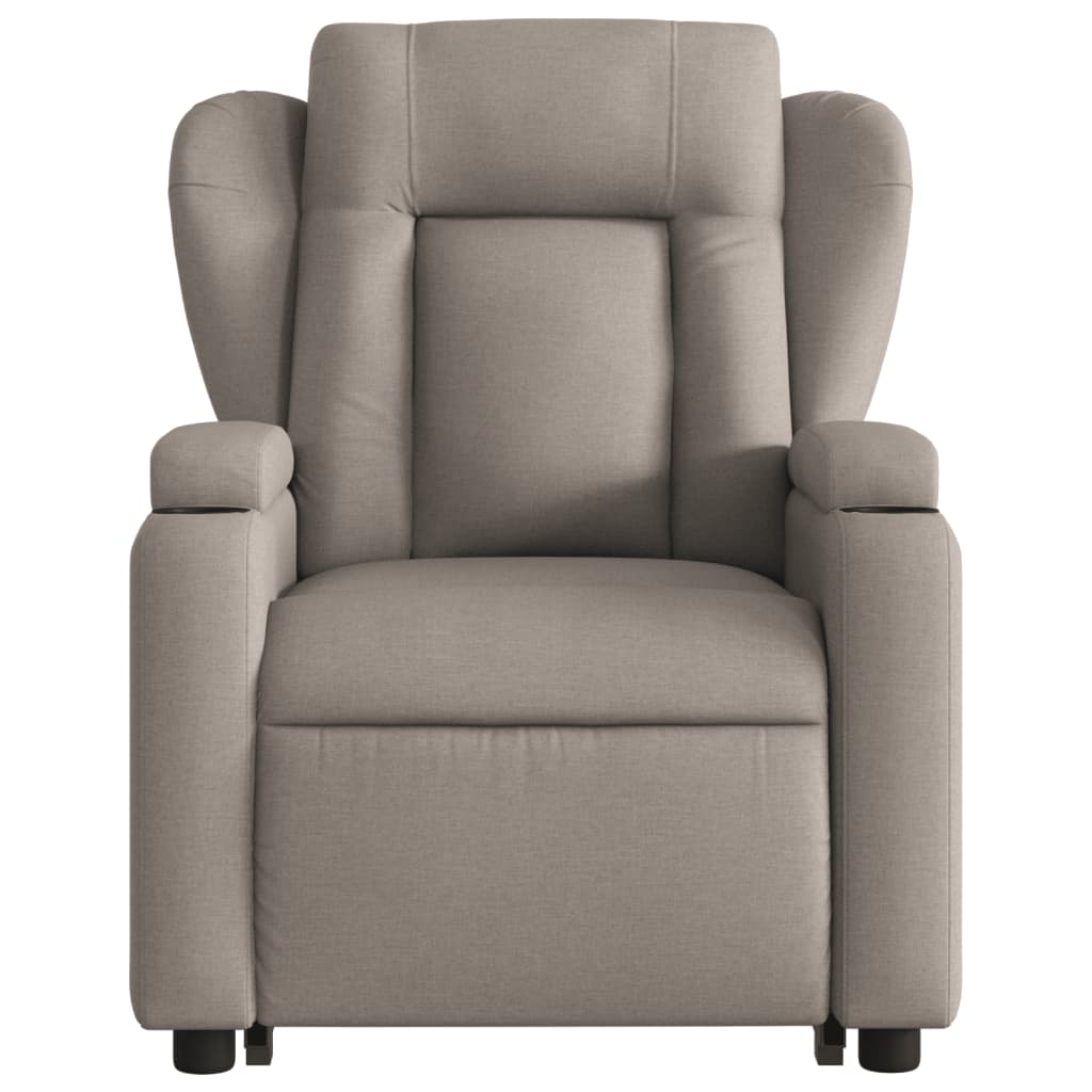 Fotoliu rabatabil cu ridicare pe verticală, gri taupe, textil