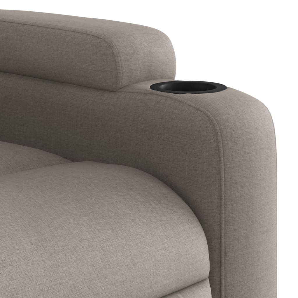 Fotoliu rabatabil de masaj cu ridicare, gri taupe, textil