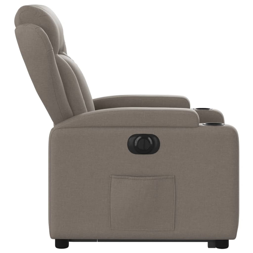 Fotoliu electric rabatabil cu ridicare, gri taupe, textil