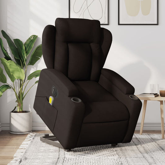 Fotoliu electric masaj rabatabil cu ridicare maro închis textil
