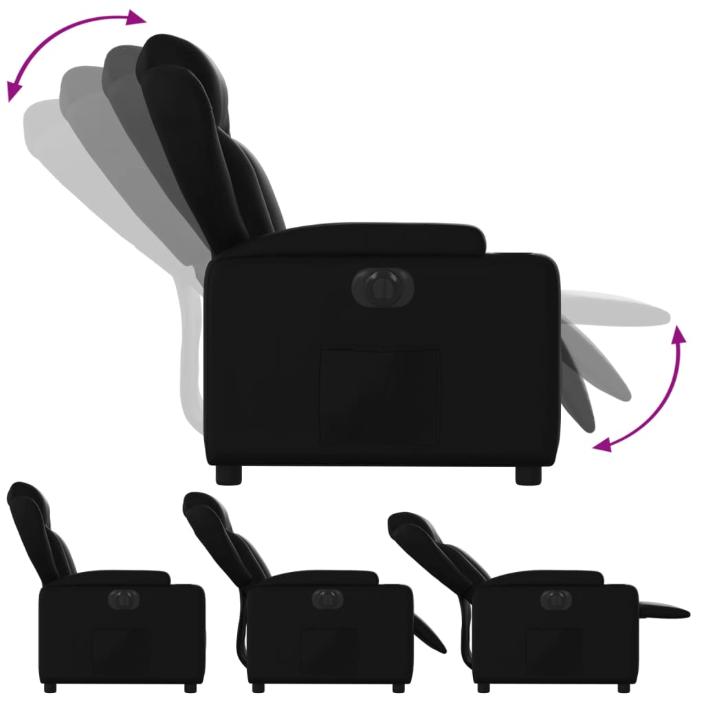 Fotoliu rabatabil electric, negru, piele ecologică