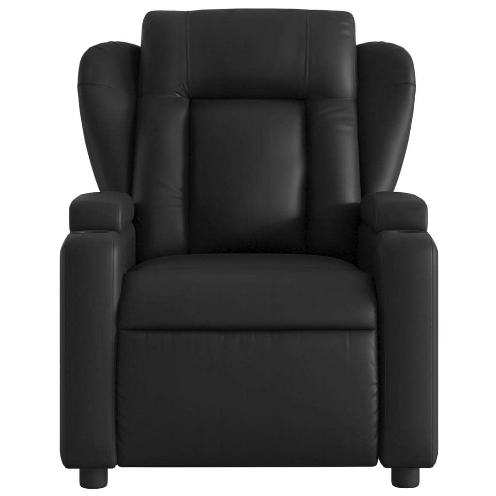 Fotoliu rabatabil electric, negru, piele ecologică