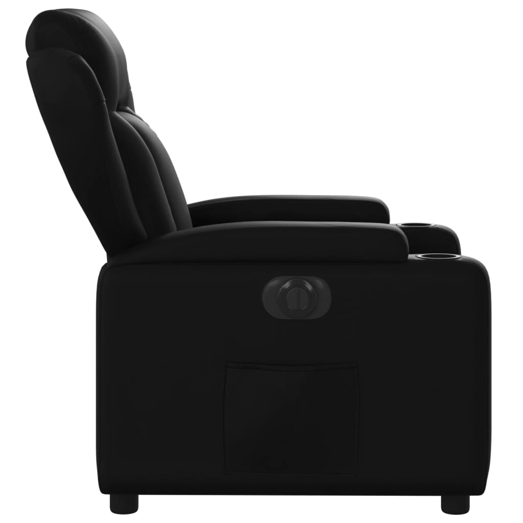 Fotoliu rabatabil electric, negru, piele ecologică