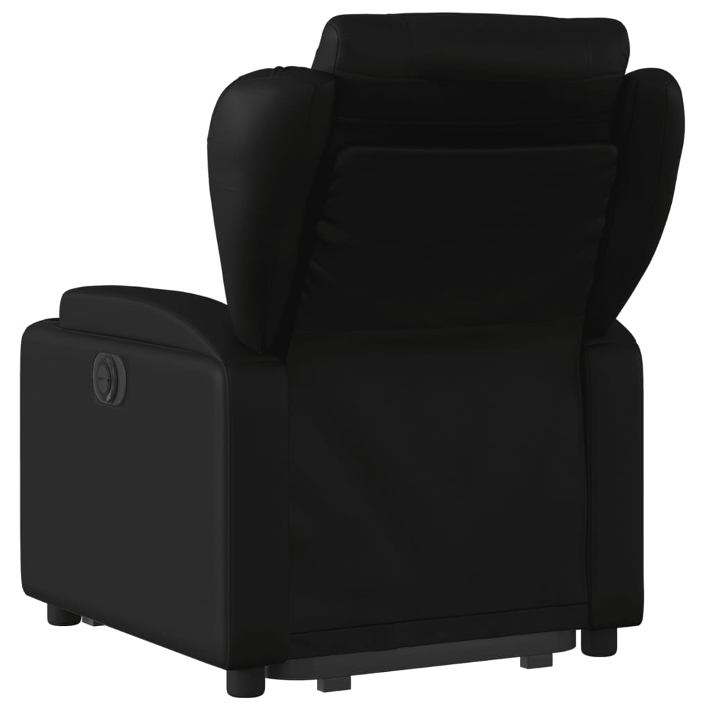 Fotoliu rabatabil electric cu ridicare, negru, piele ecologică