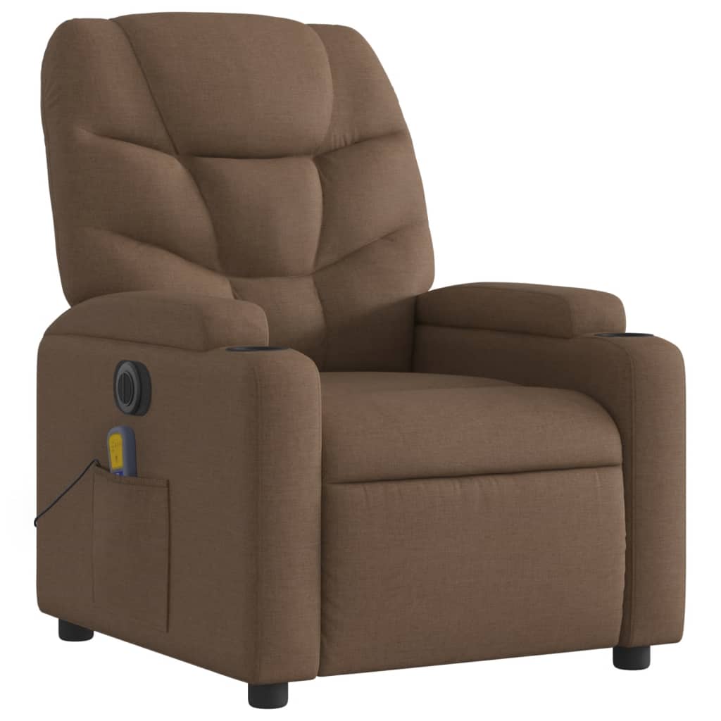Fotoliu electric de masaj rabatabil, maro, textil