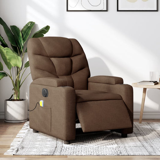 Fotoliu electric de masaj rabatabil, maro, textil