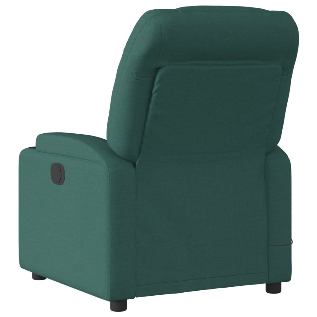 Fotoliu electric de masaj rabatabil, verde închis, textil
