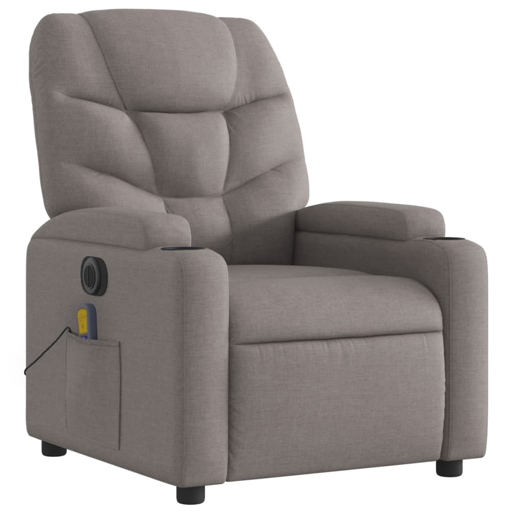 Fotoliu electric de masaj rabatabil, gri taupe, textil