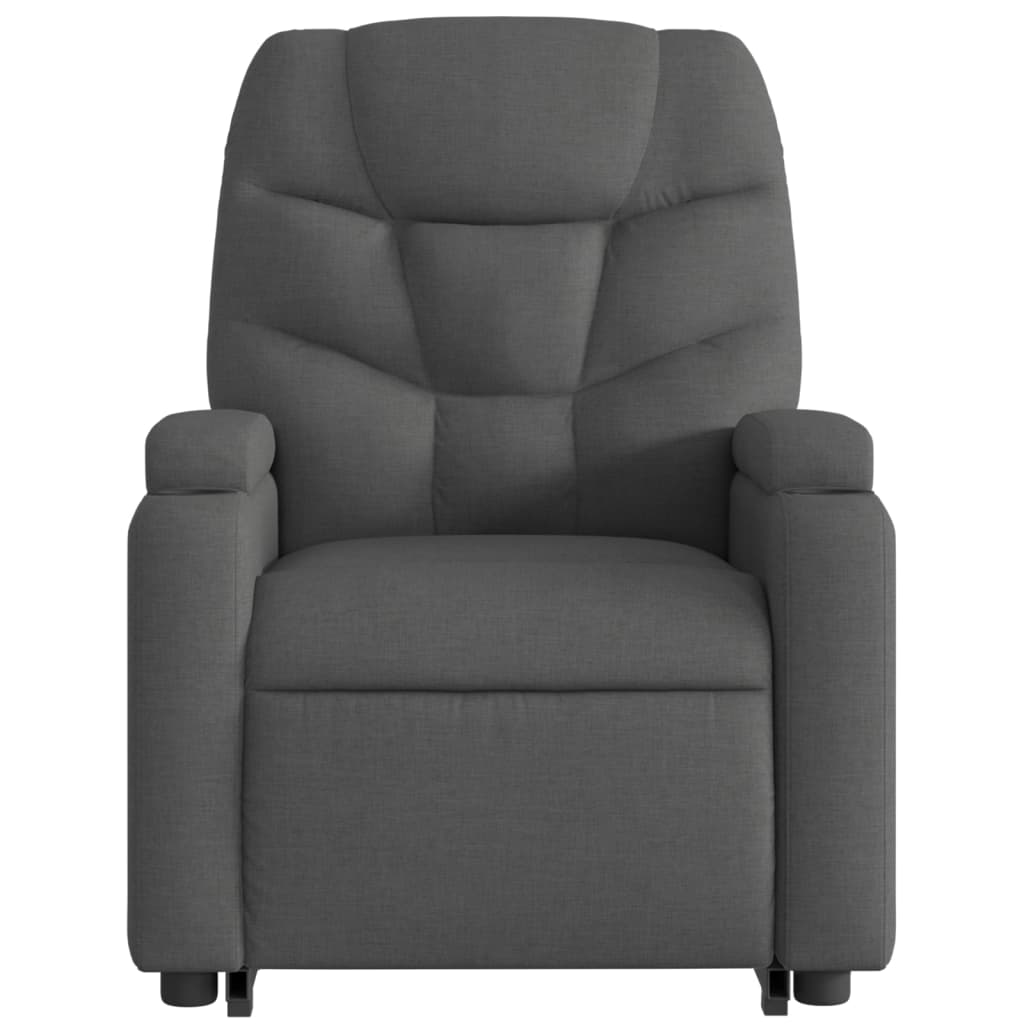 Fotoliu rabatabil cu ridicare pe verticală, gri închis, textil