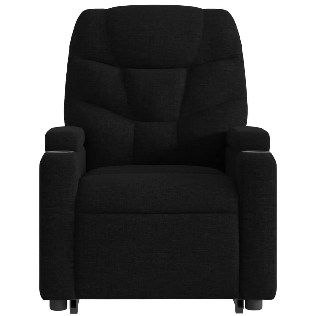Fotoliu rabatabil cu ridicare pe verticală, negru, textil