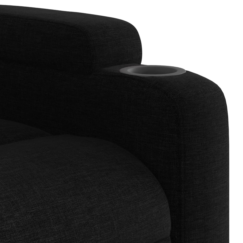 Fotoliu rabatabil cu ridicare pe verticală, negru, textil