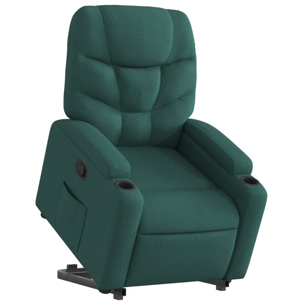 Fotoliu rabatabil ridicare pe verticală, verde închis, textil