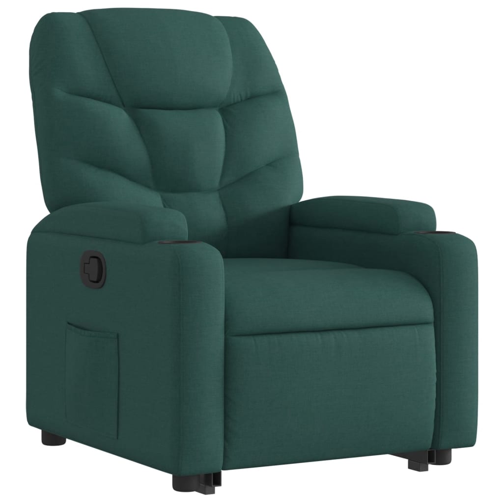 Fotoliu rabatabil ridicare pe verticală, verde închis, textil