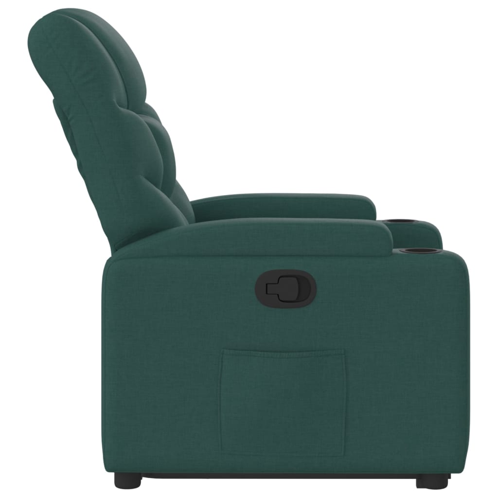 Fotoliu rabatabil ridicare pe verticală, verde închis, textil