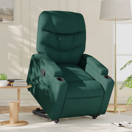 Fotoliu rabatabil ridicare pe verticală, verde închis, textil
