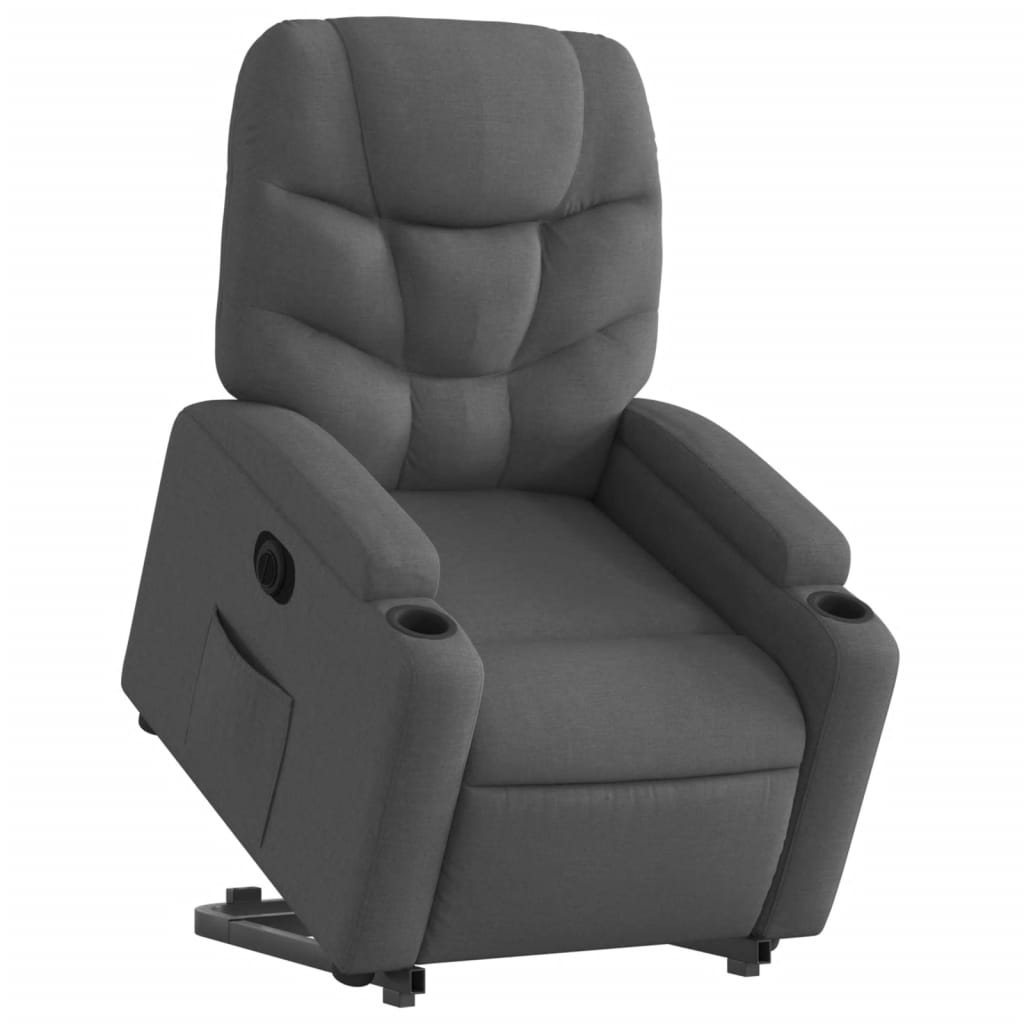 Fotoliu electric rabatabil cu ridicare, gri închis, textil