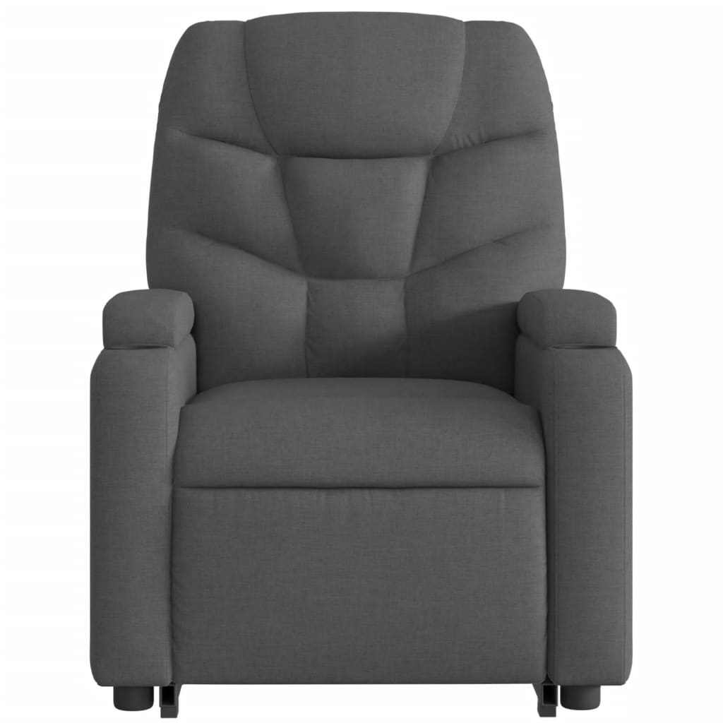 Fotoliu electric rabatabil cu ridicare, gri închis, textil
