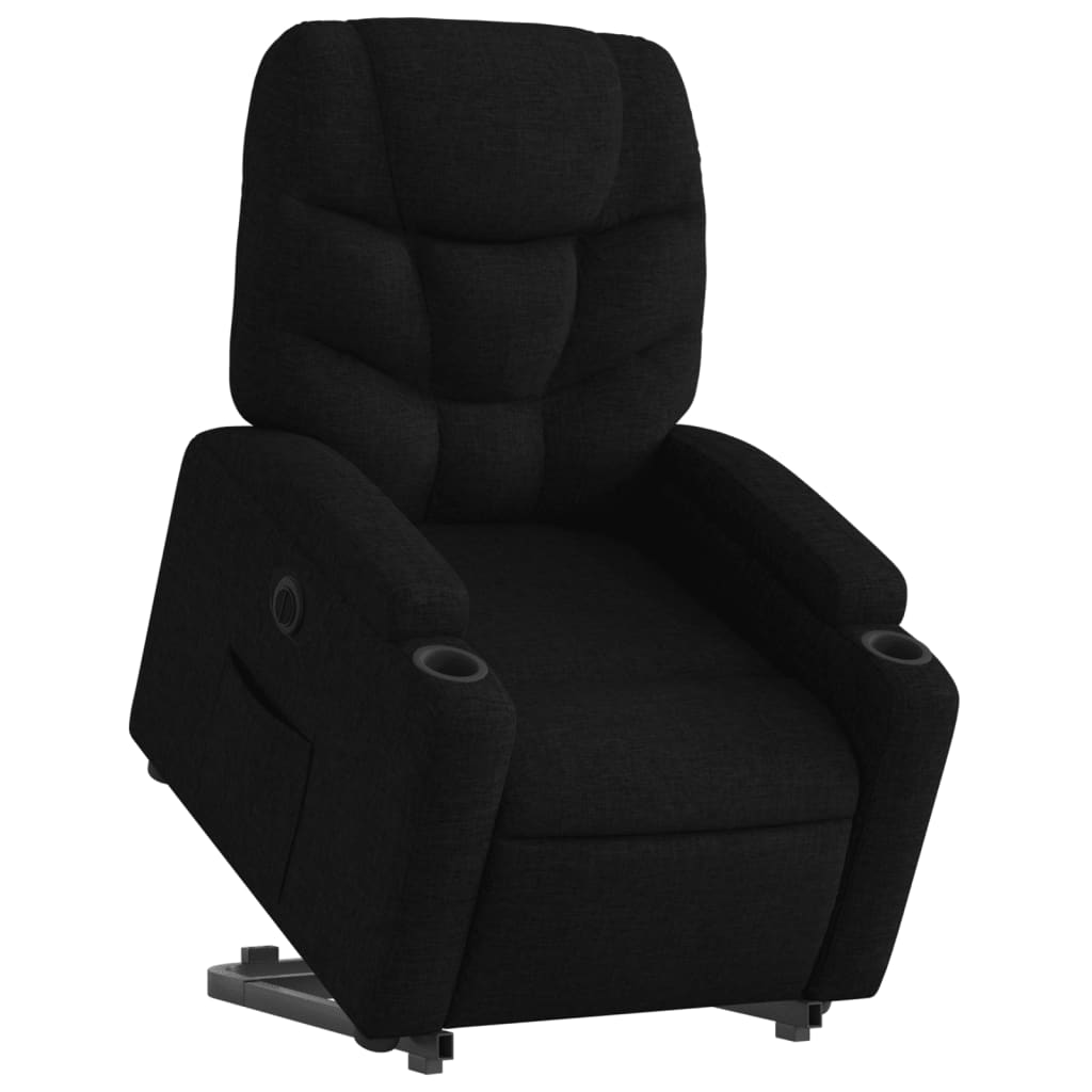 Fotoliu electric rabatabil cu ridicare, negru, textil