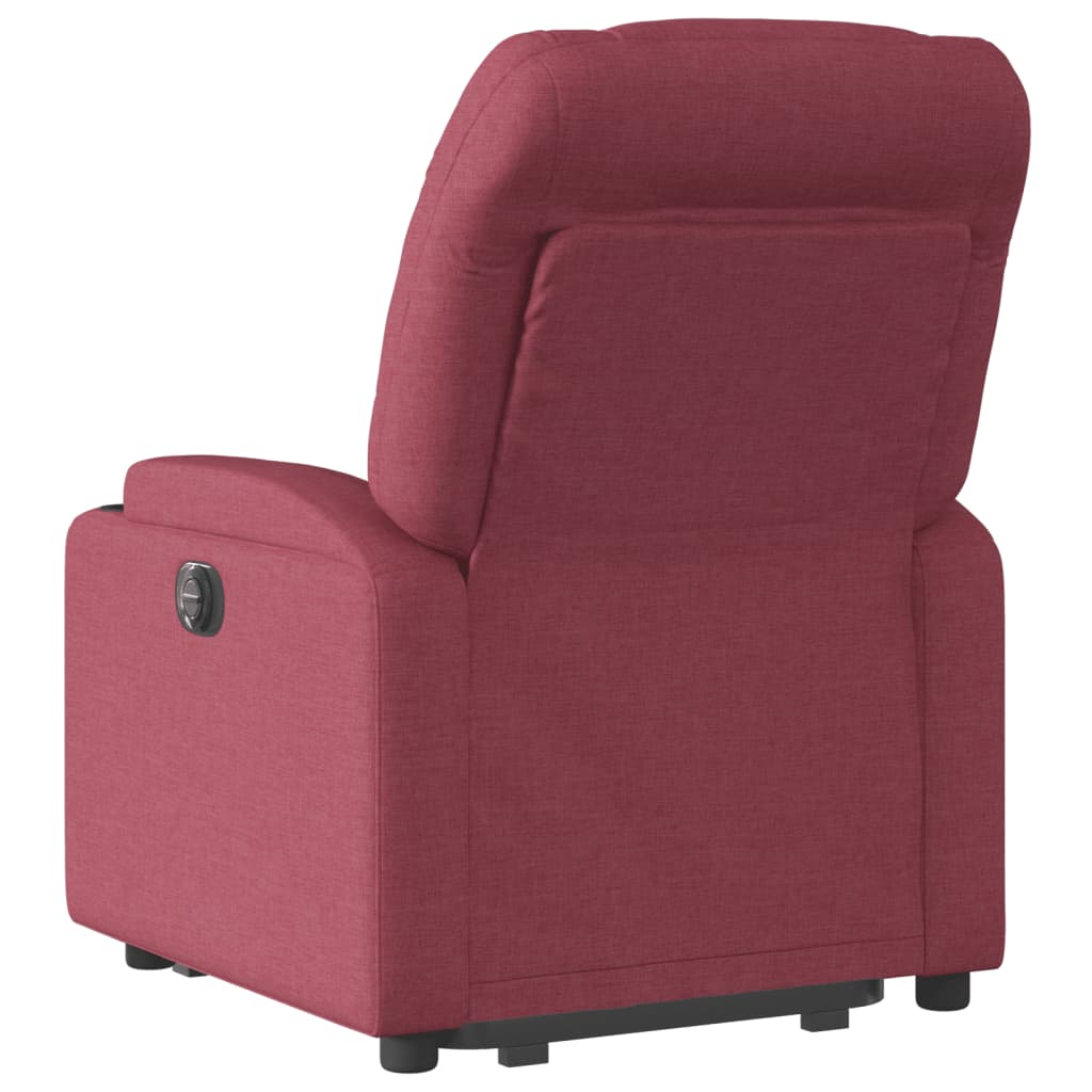 Fotoliu electric rabatabil cu ridicare, roșu vin, textil