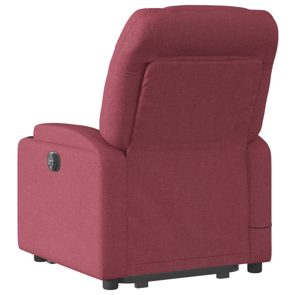 Fotoliu de masaj electric rabatabil cu ridicare roșu vin textil