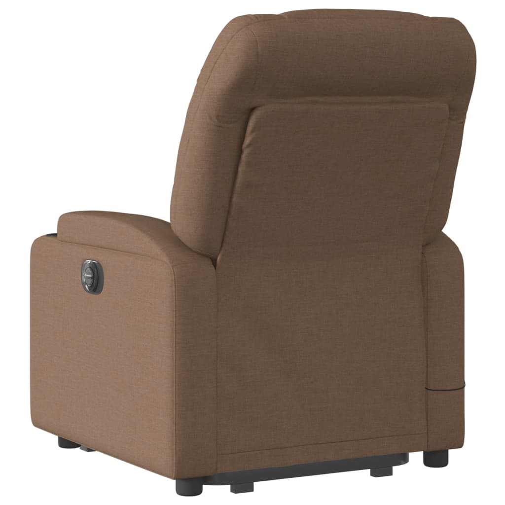Fotoliu electric de masaj rabatabil cu ridicare, maro, textil