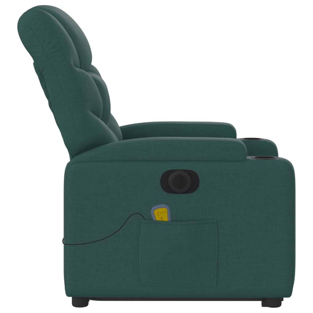 Fotoliu electric masaj rabatabil / ridicare verde închis textil