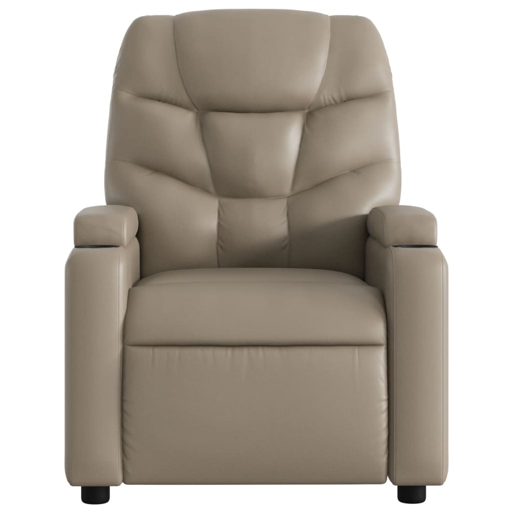 Fotoliu rabatabil electric, cappuccino, piele ecologică