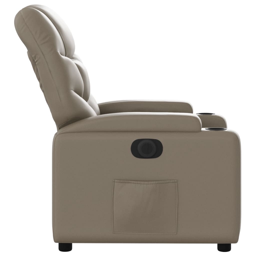 Fotoliu rabatabil electric, cappuccino, piele ecologică