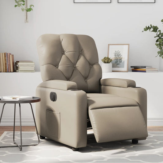 Fotoliu rabatabil electric, cappuccino, piele ecologică