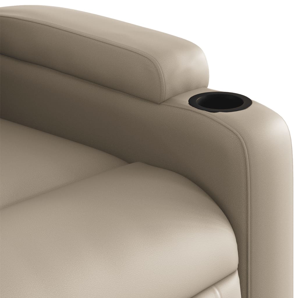 Fotoliu de masaj rabatabil vertical cappuccino piele ecologică