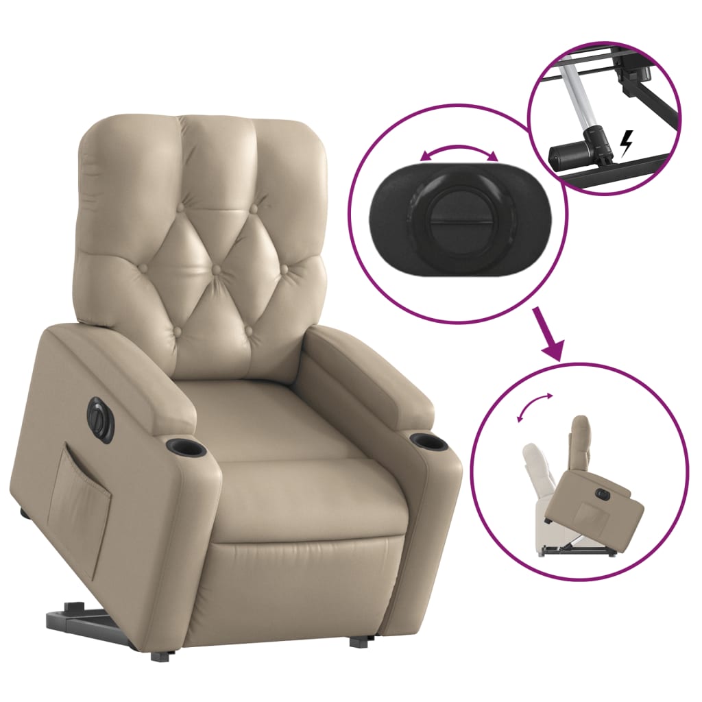 Fotoliu rabatabil electric cu ridicare, cappuccino