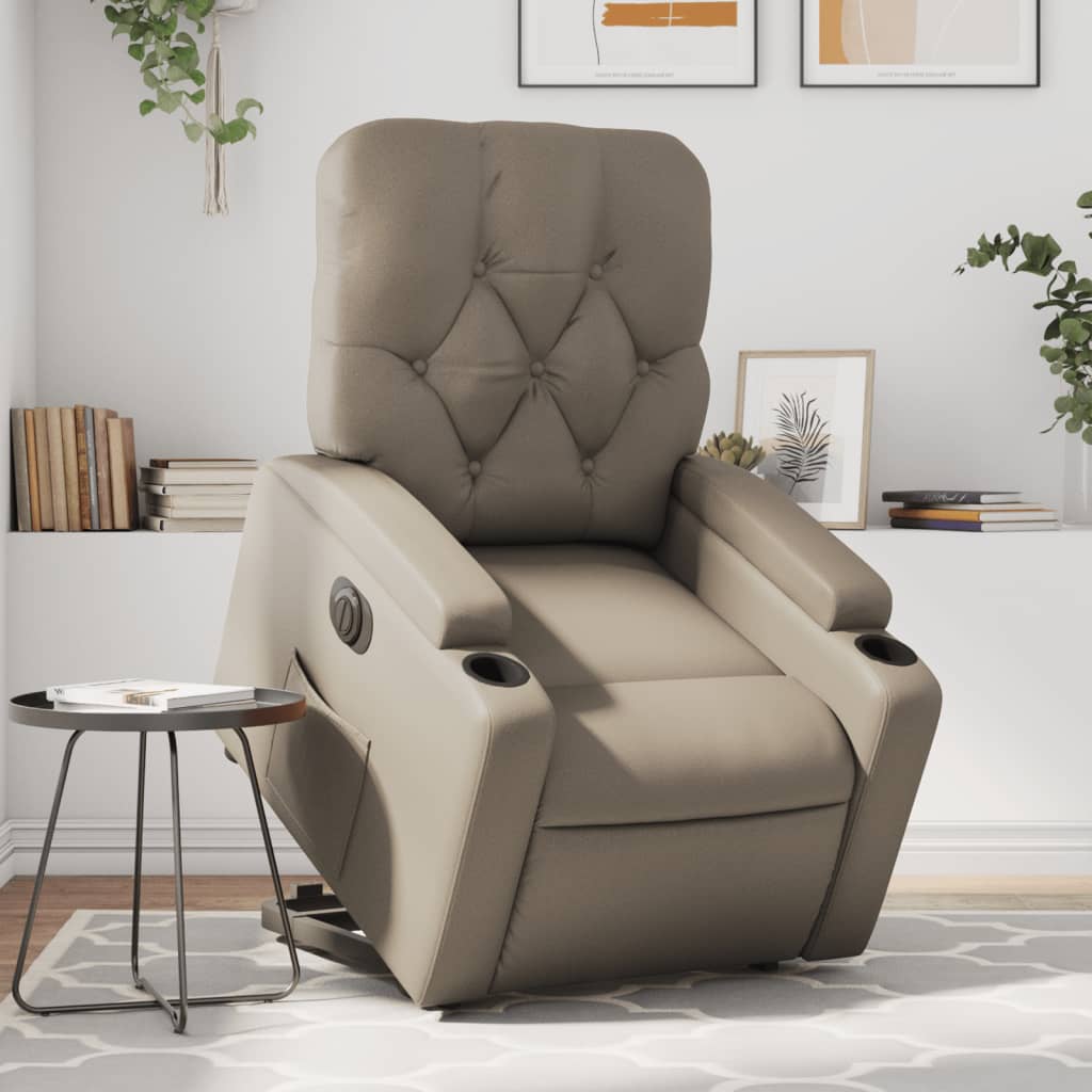 Fotoliu rabatabil electric cu ridicare, cappuccino