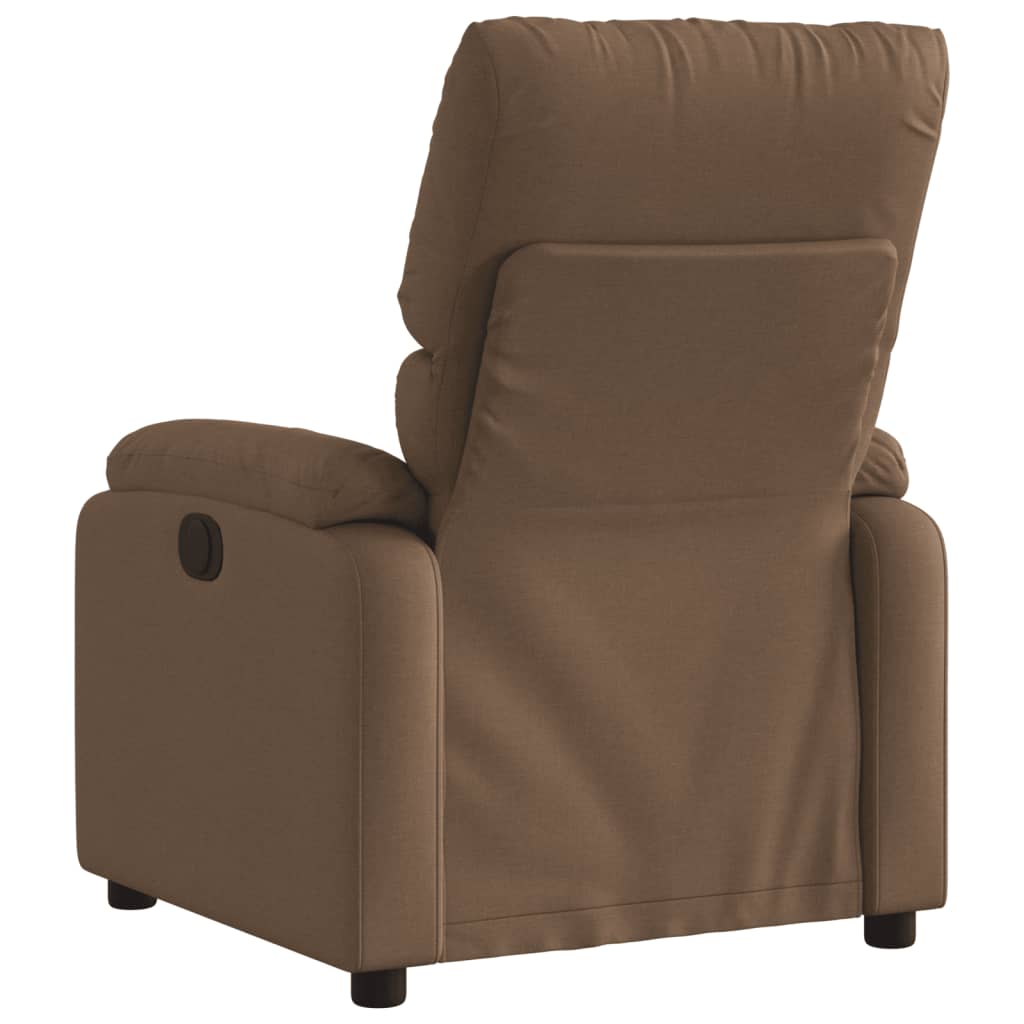 Fotoliu rabatabil electric, maro, material textil