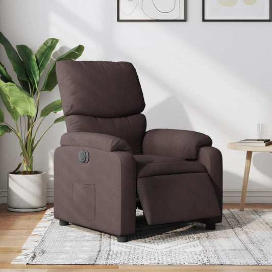Fotoliu rabatabil electric, maro închis, material textil