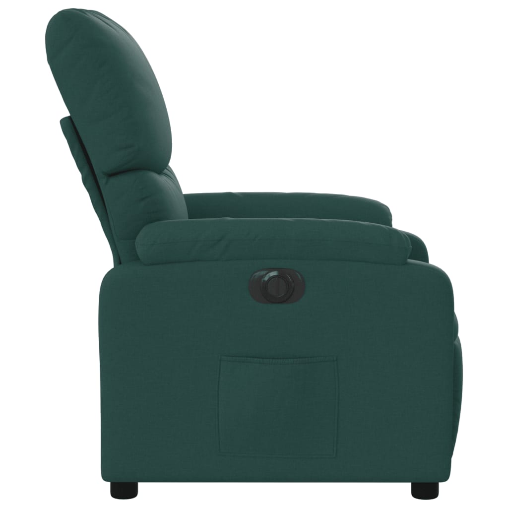 Fotoliu rabatabil electric, verde închis, material textil