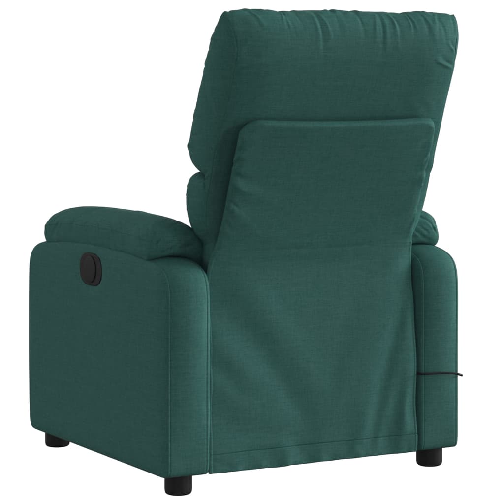 Fotoliu electric de masaj rabatabil, verde închis, textil