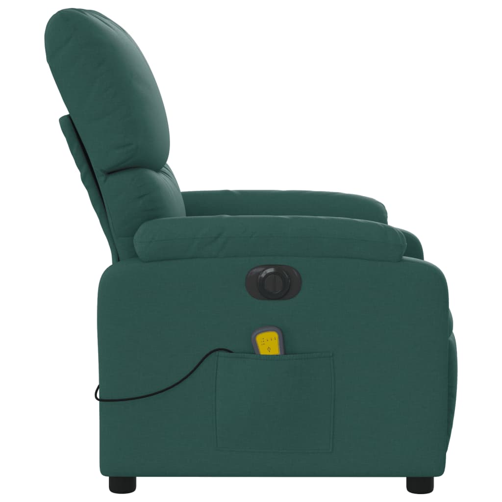 Fotoliu electric de masaj rabatabil, verde închis, textil