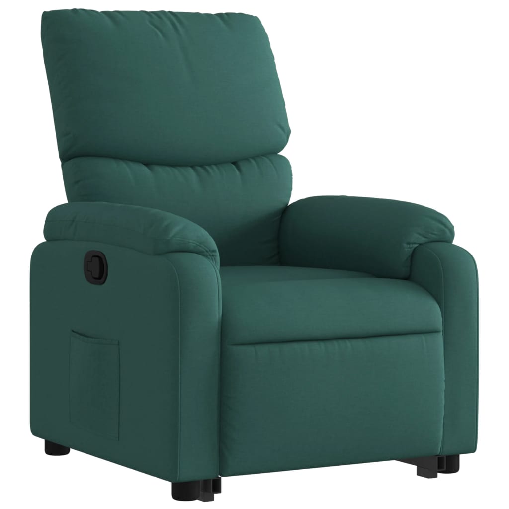 Fotoliu rabatabil ridicare pe verticală, verde închis, textil