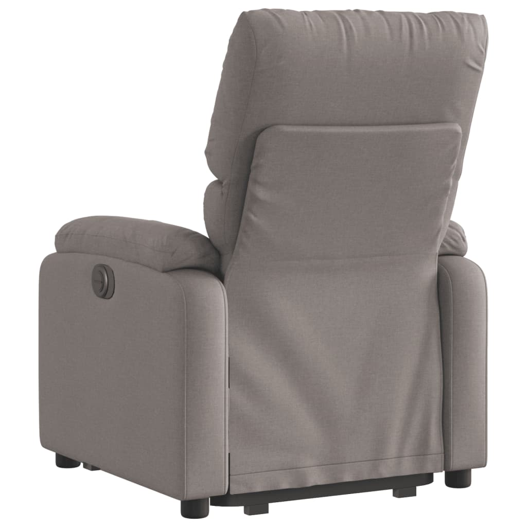 Fotoliu rabatabil cu ridicare pe verticală, gri taupe, textil