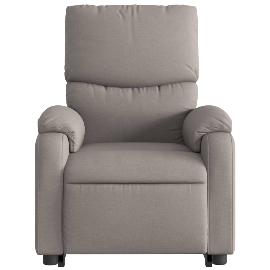 Fotoliu rabatabil cu ridicare pe verticală, gri taupe, textil