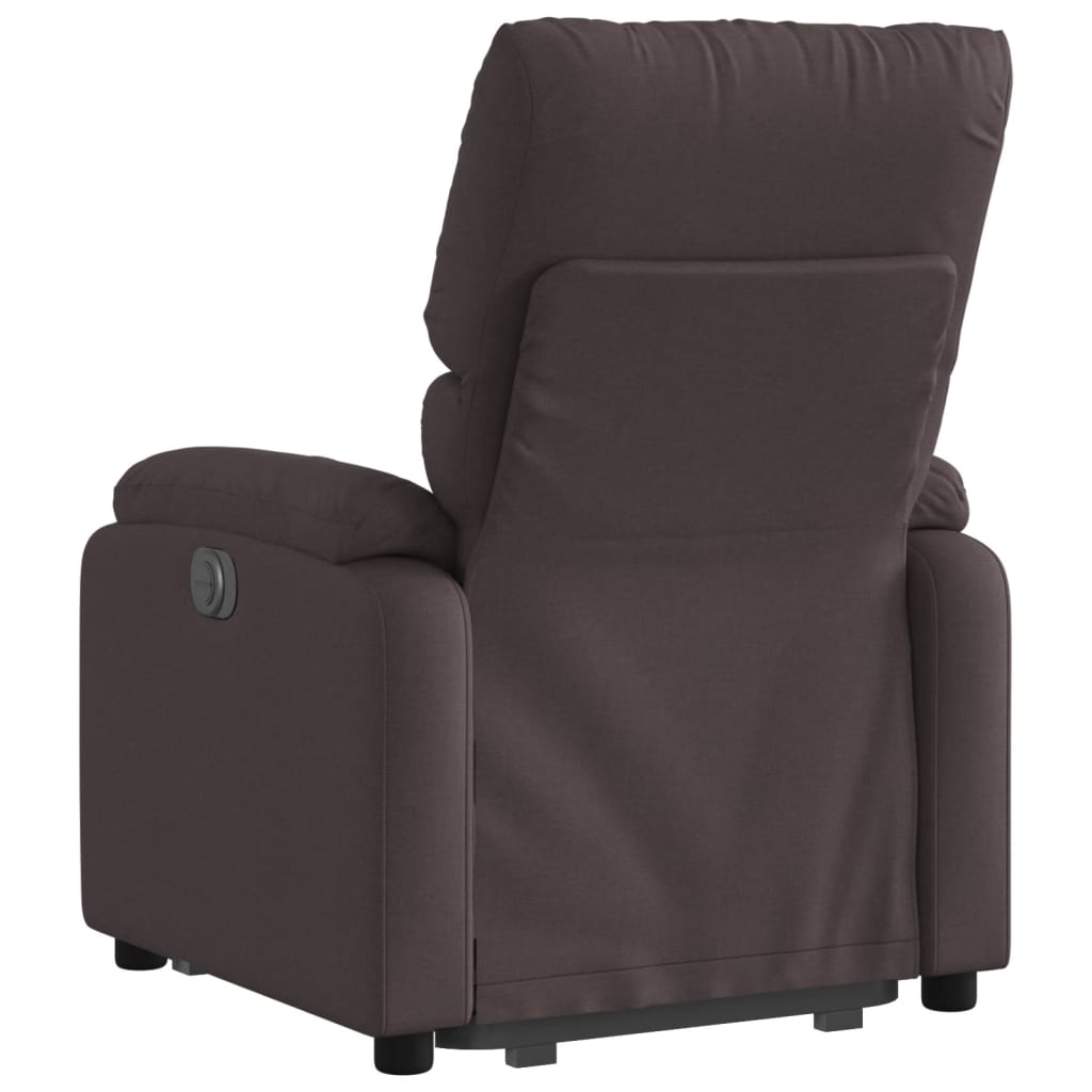 Fotoliu electric rabatabil cu ridicare, maro închis, textil