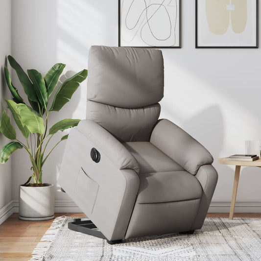 Fotoliu electric rabatabil cu ridicare, gri taupe, textil