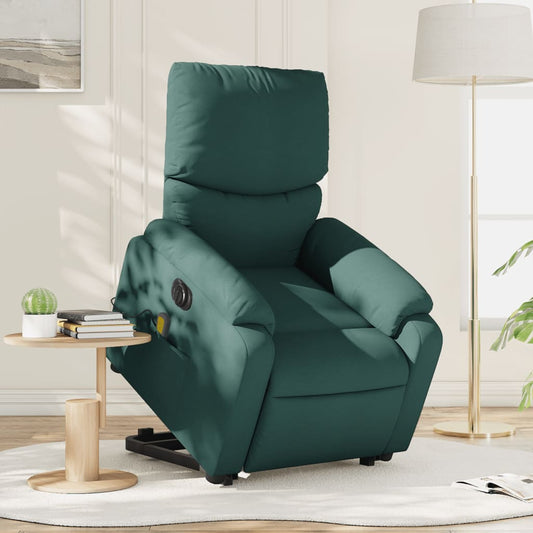 Fotoliu electric masaj rabatabil / ridicare verde închis textil