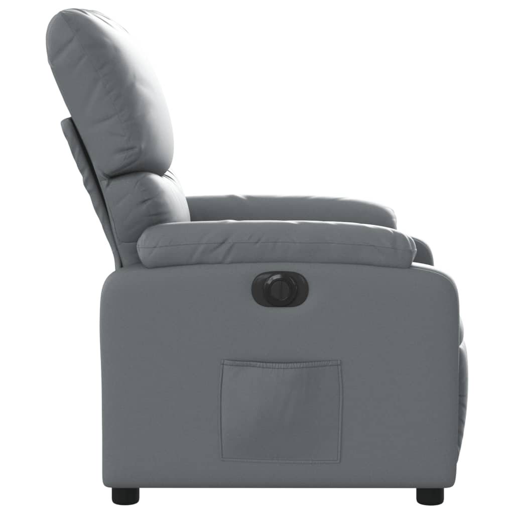 Fotoliu rabatabil electric, gri, piele ecologică