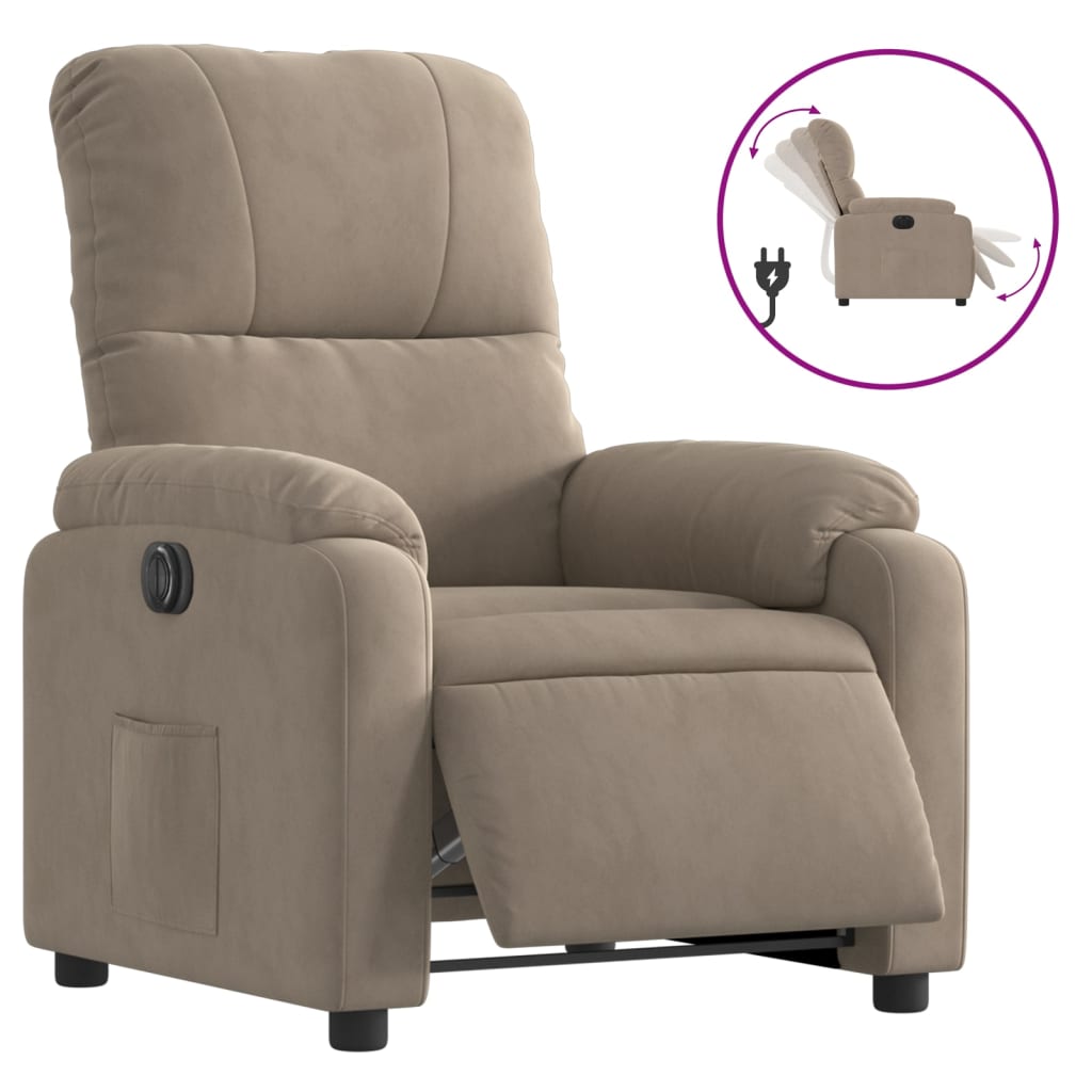 Fotoliu rabatabil electric, gri taupe, microfibră